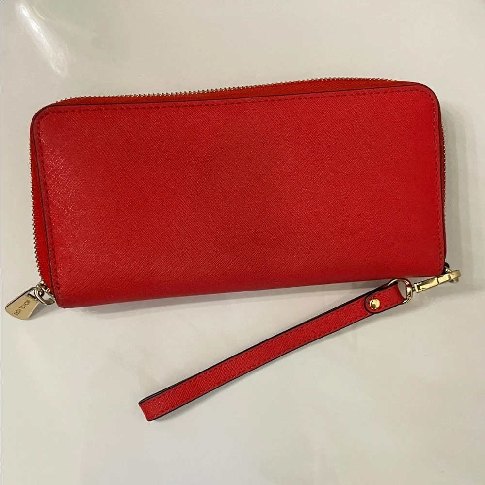 Michael Kors Bold Red Zip-Around Wallet - Picture 12 of 13
